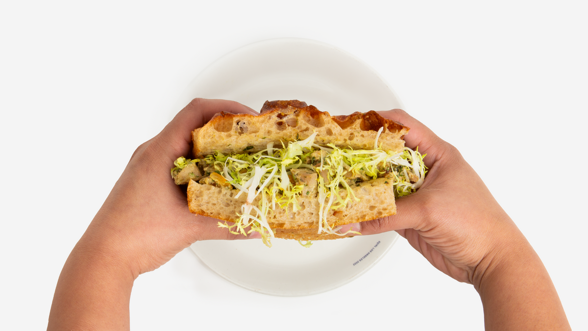 Chicken Tahini Focaccia Sandwich